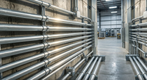 "Tubería EMT y canalización eléctrica en bodega industrial"