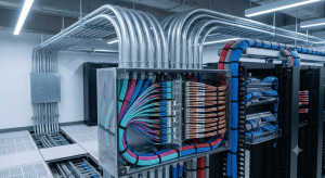 "Tubería EMT y canalización eléctrica en bodega industrial"